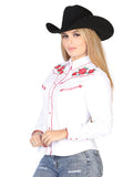 Womens White Long Sleeve Western Shirt 42964