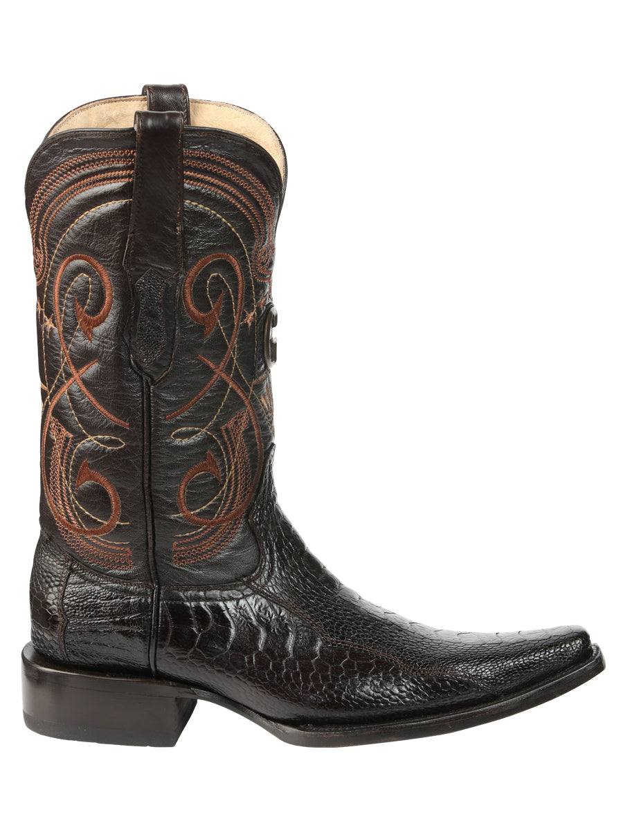 El General Men's Exotic Ostrich Leg Cowboy Boots - Brown 45068