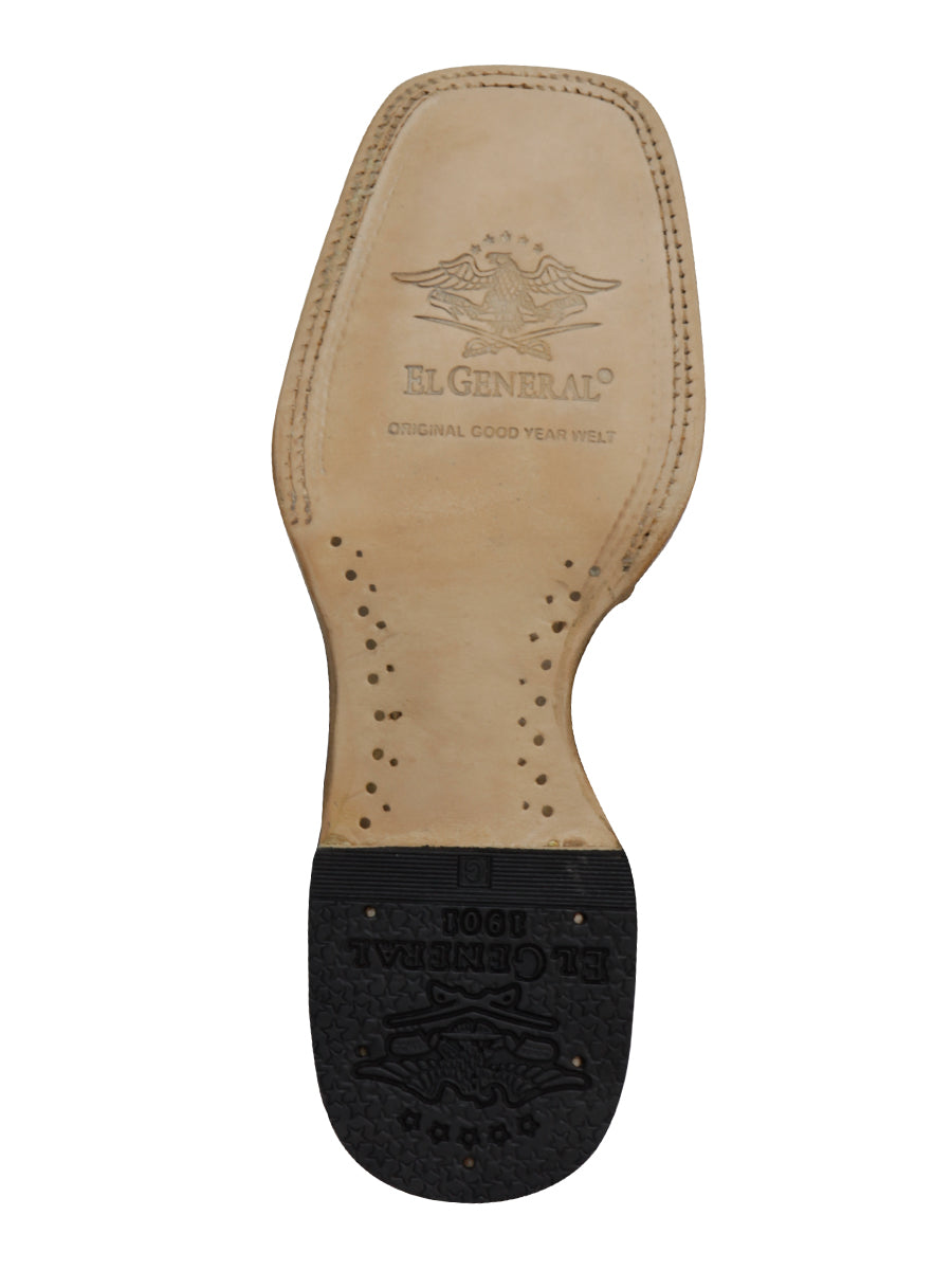 El General Men's Exotic Lizard Rodeo Cowboy Boots - Black 45069