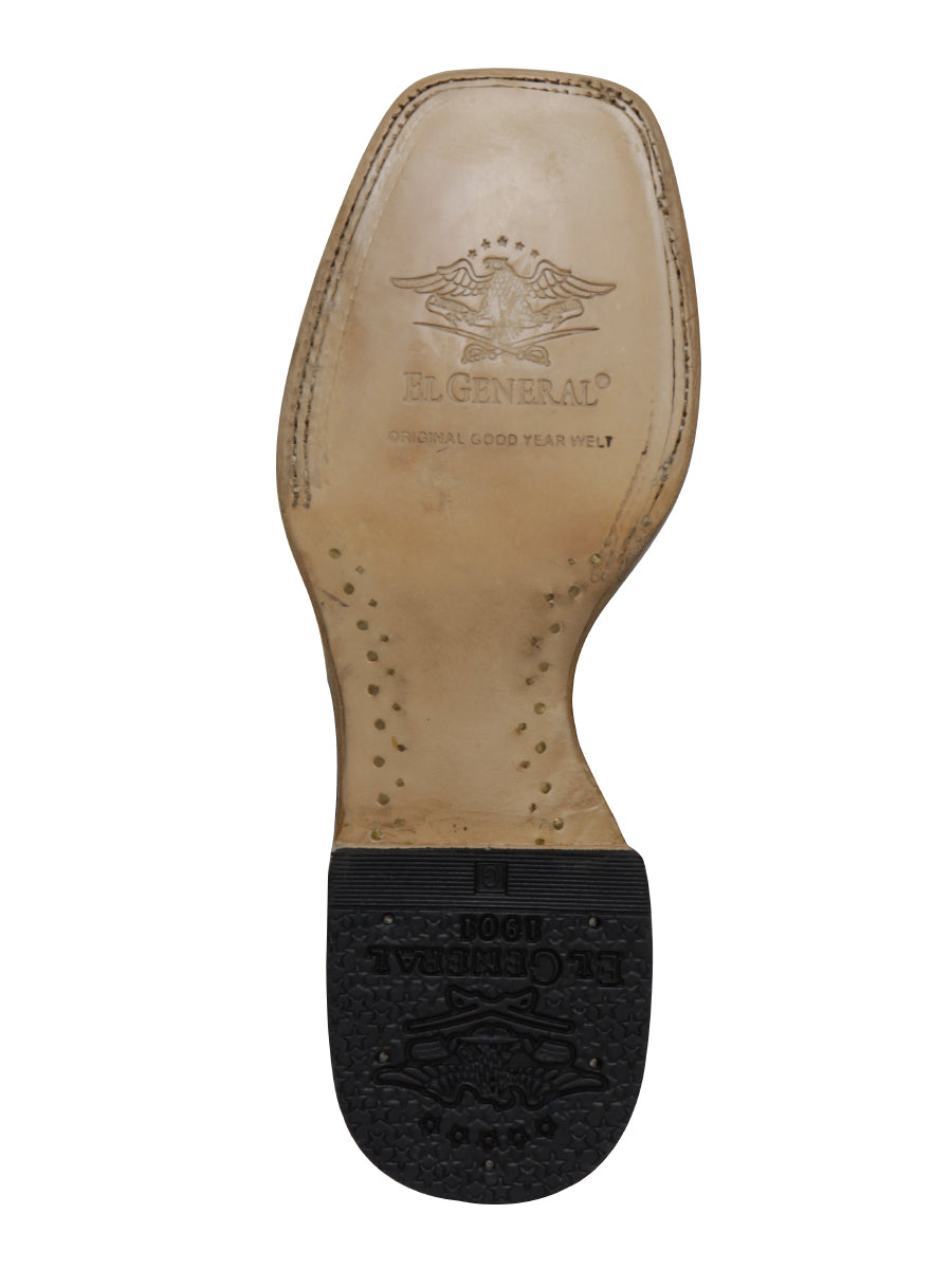 El General Men's Exotic Lizard Rodeo Cowboy Boots - Cognac  45071