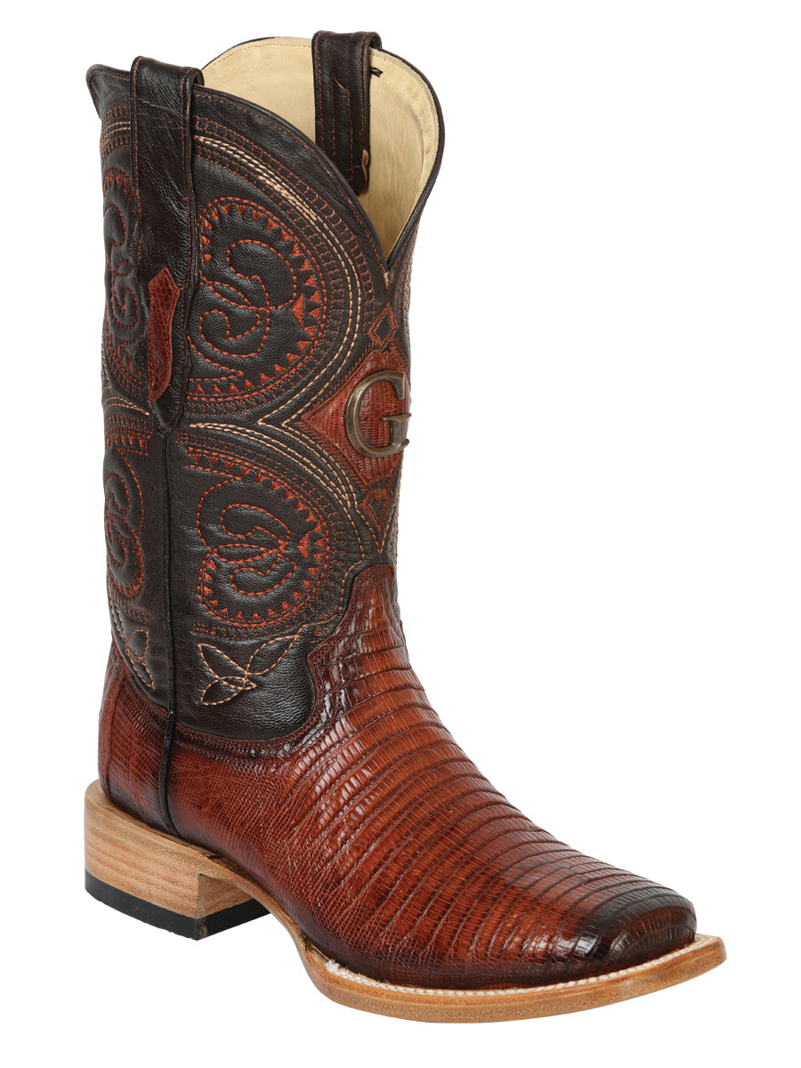 El General Men's Exotic Lizard Rodeo Cowboy Boots - Cognac  45071