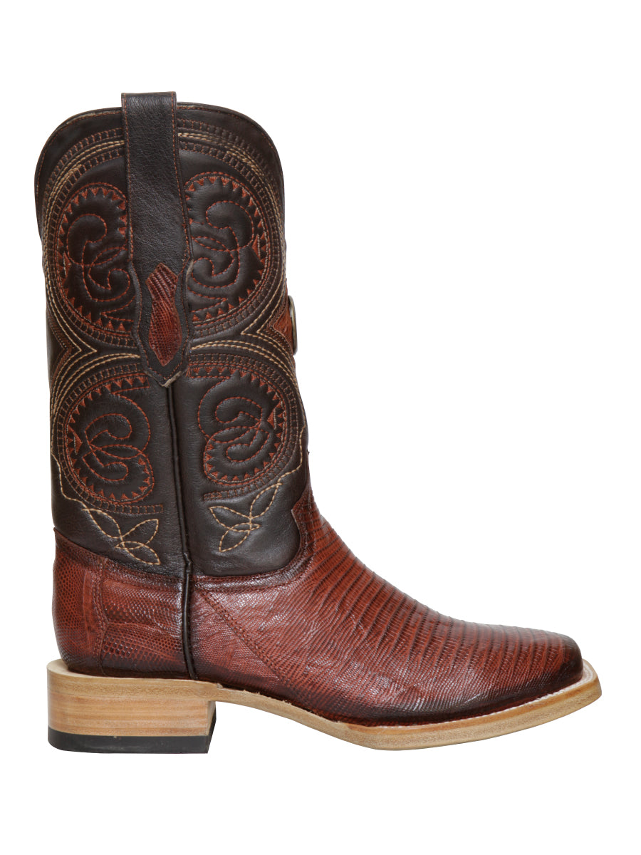 El General Men's Exotic Lizard Rodeo Cowboy Boots - Cognac  45071