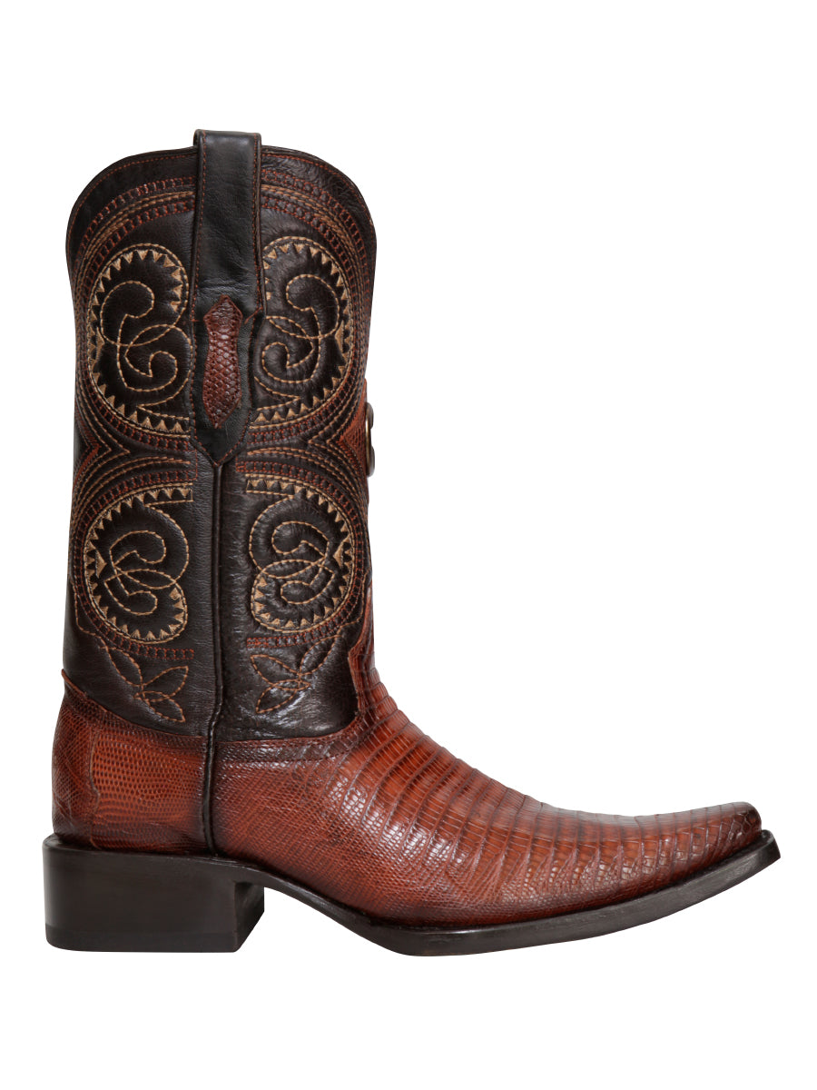 El General Men's Exotic Lizard Cowboy Boots - Cognac 45074