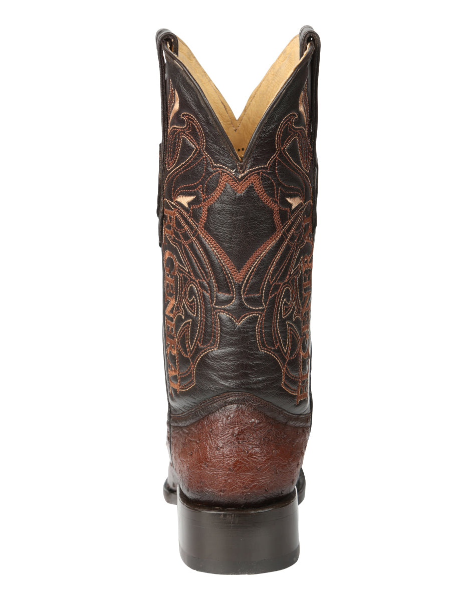 El General Men's Exotic Ostrich Leather Cowboy Boots - Brown  45076