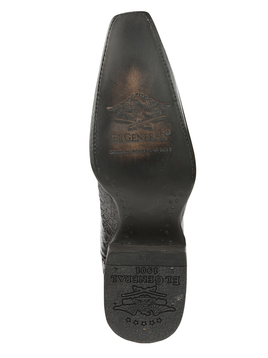 El General Men's Exotic Caiman Belly Cowboy Boots - Brown 45079