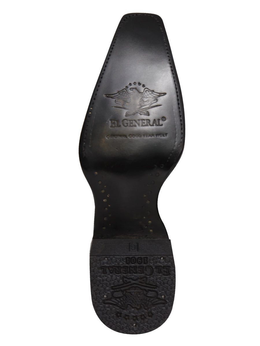 El General Men's Exotic Caiman Nuca Cowboy Boots - Black 45081