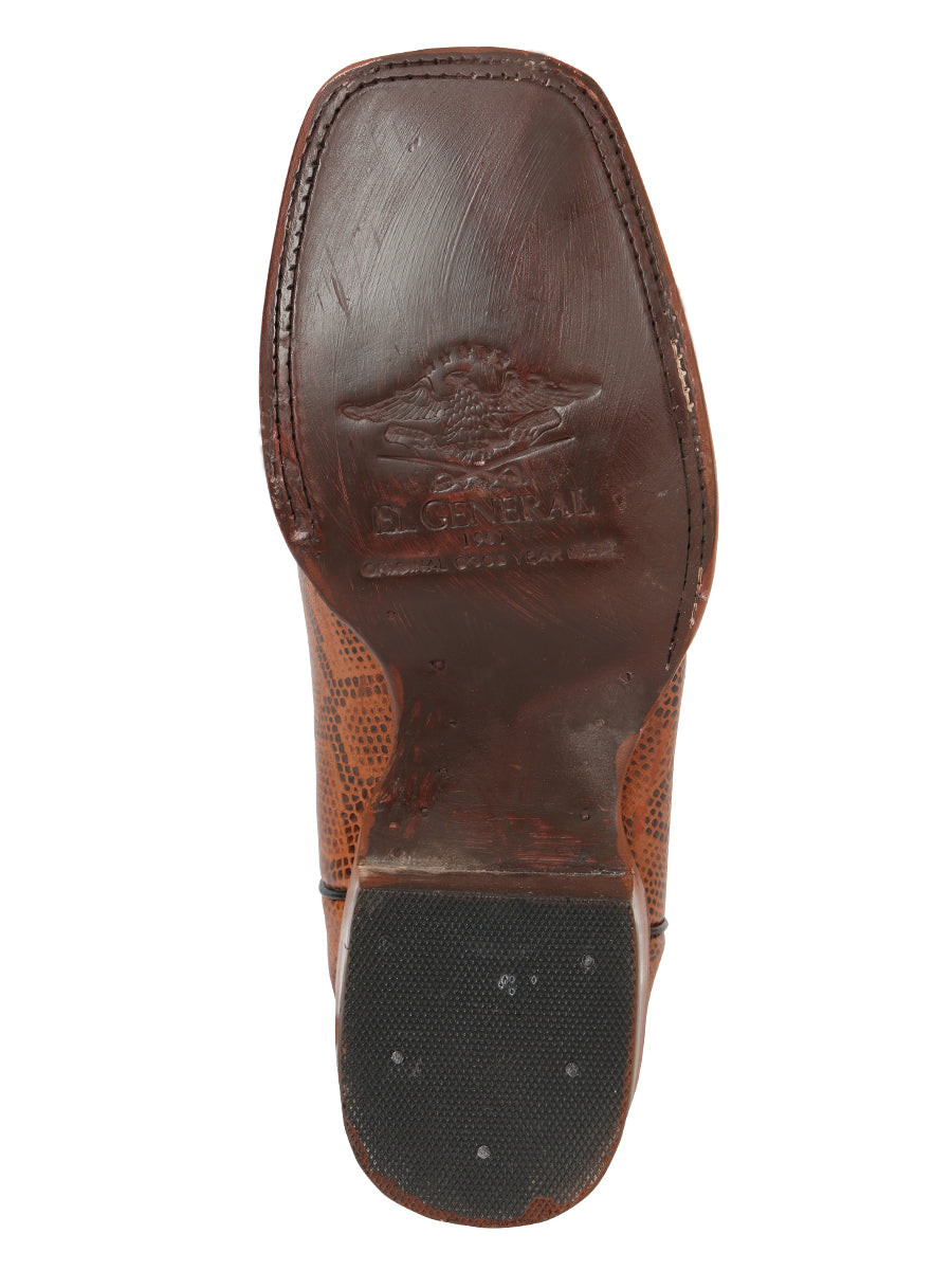 El General Men’s Python Imitation Rodeo Boots - Cognac 45435