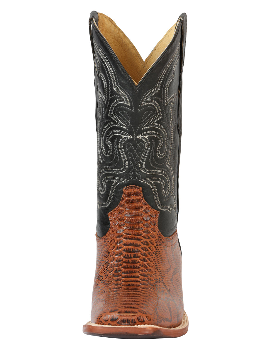 El General Men’s Python Imitation Rodeo Boots - Cognac 45435