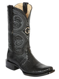 El General Men's Exotic Lizard Cowboy Boots - Black 45512