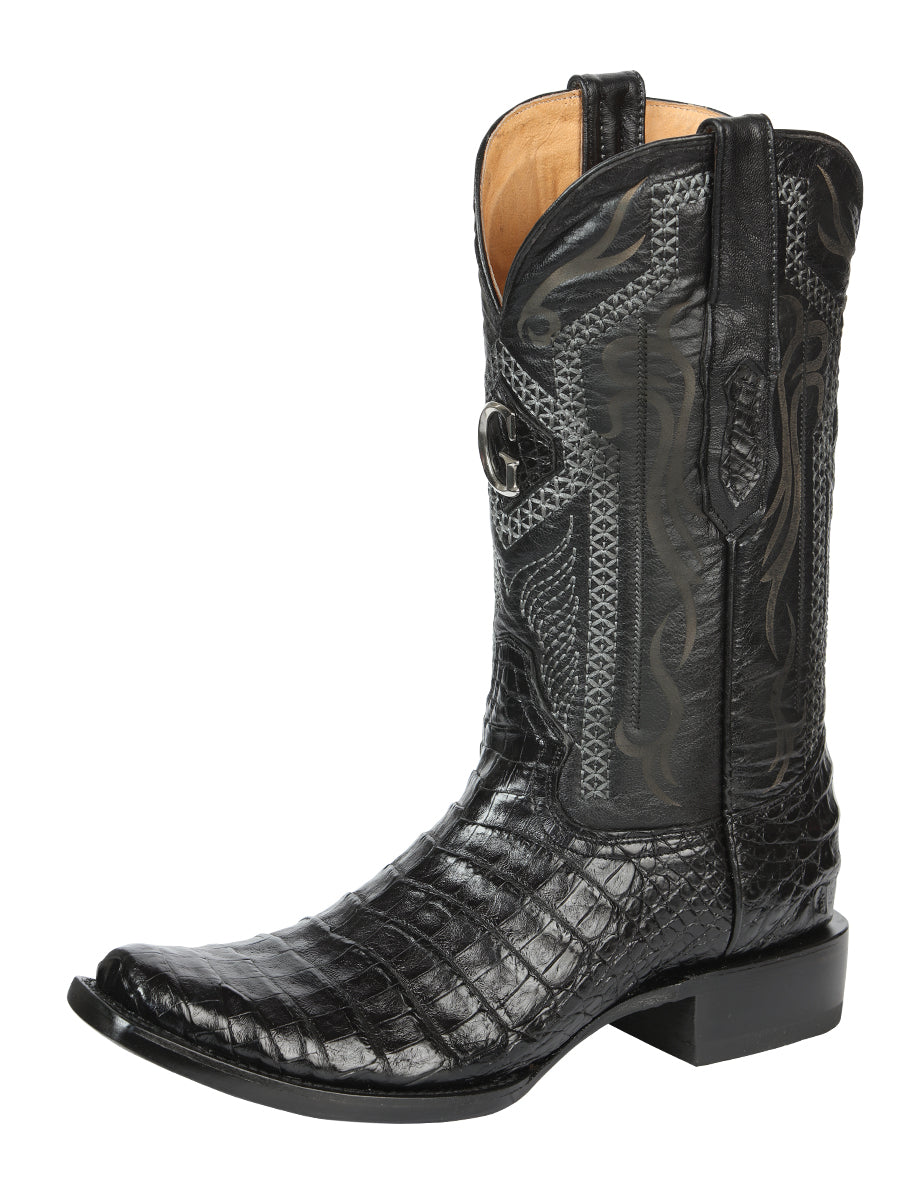 El General Men's Exotic Caiman Belly Cowboy Boots - Black 45518