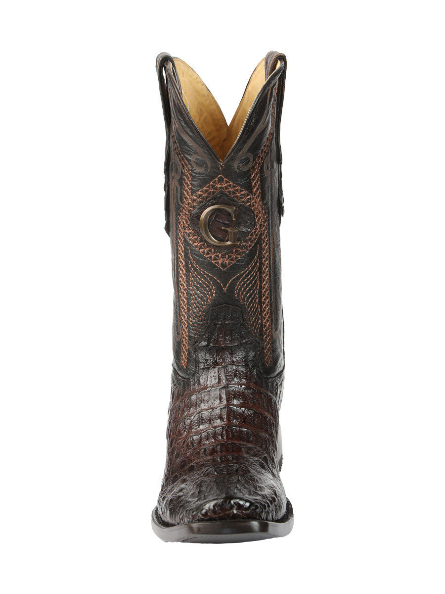 El General Men's Exotic Caiman Nuca Cowboy Boots - Brown 45522