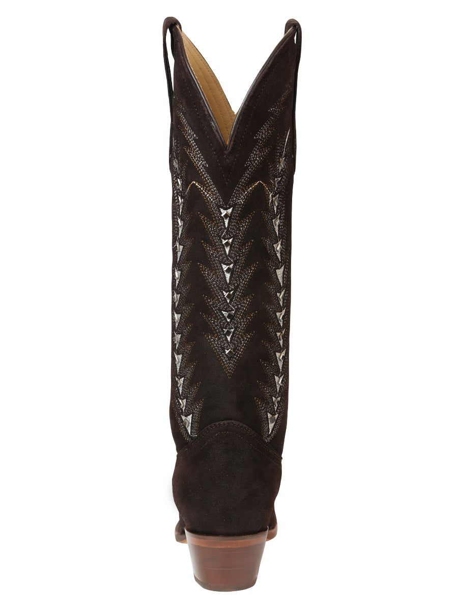 El General Women’s Embroidered Western Boots - Dark Brown  45789