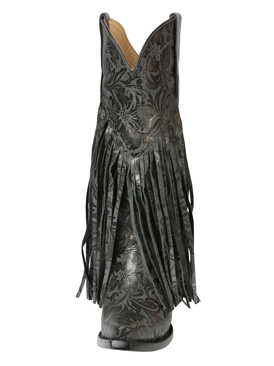 El General Women’s Fringe Western Boots - Black 45796