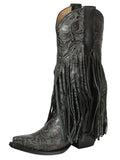 El General Women’s Fringe Western Boots - Black 45796