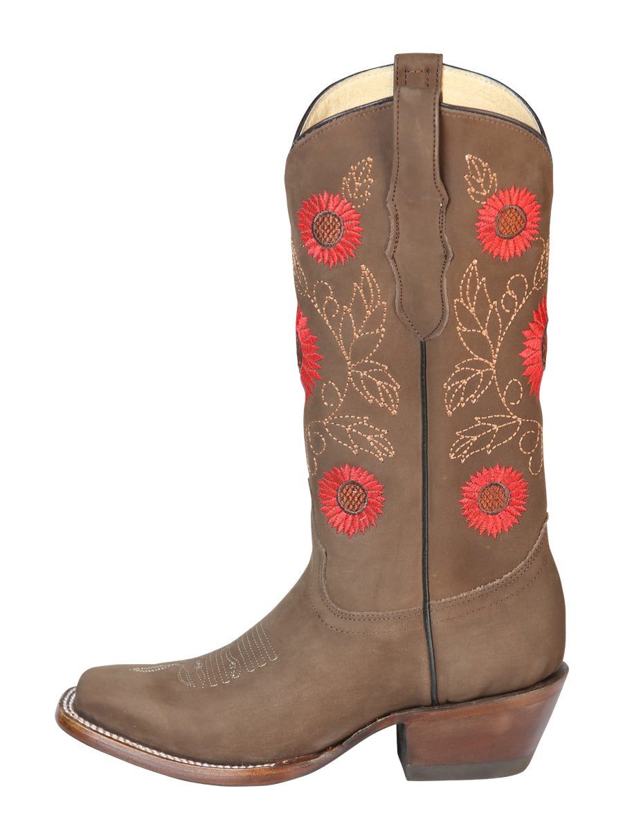 El General Women’s Western Boots Nubuck Leather

 - Camel  51162