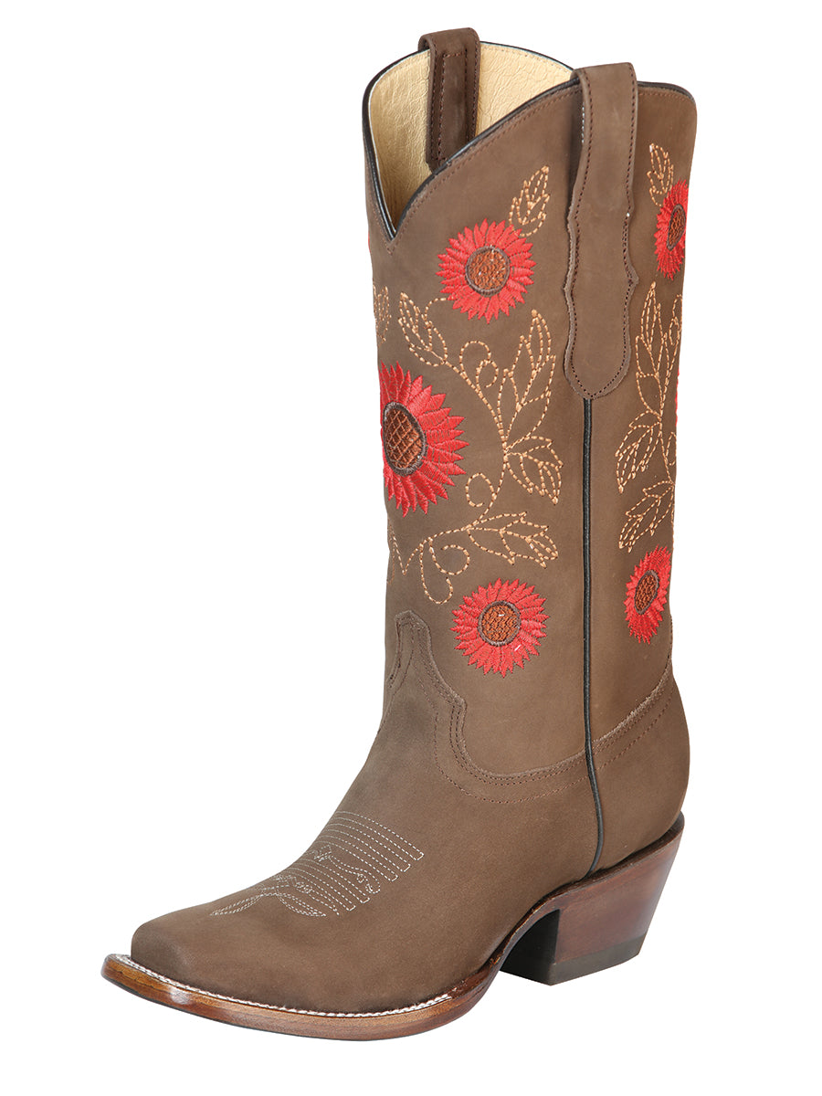 El General Women’s Western Boots Nubuck Leather

 - Camel  51162