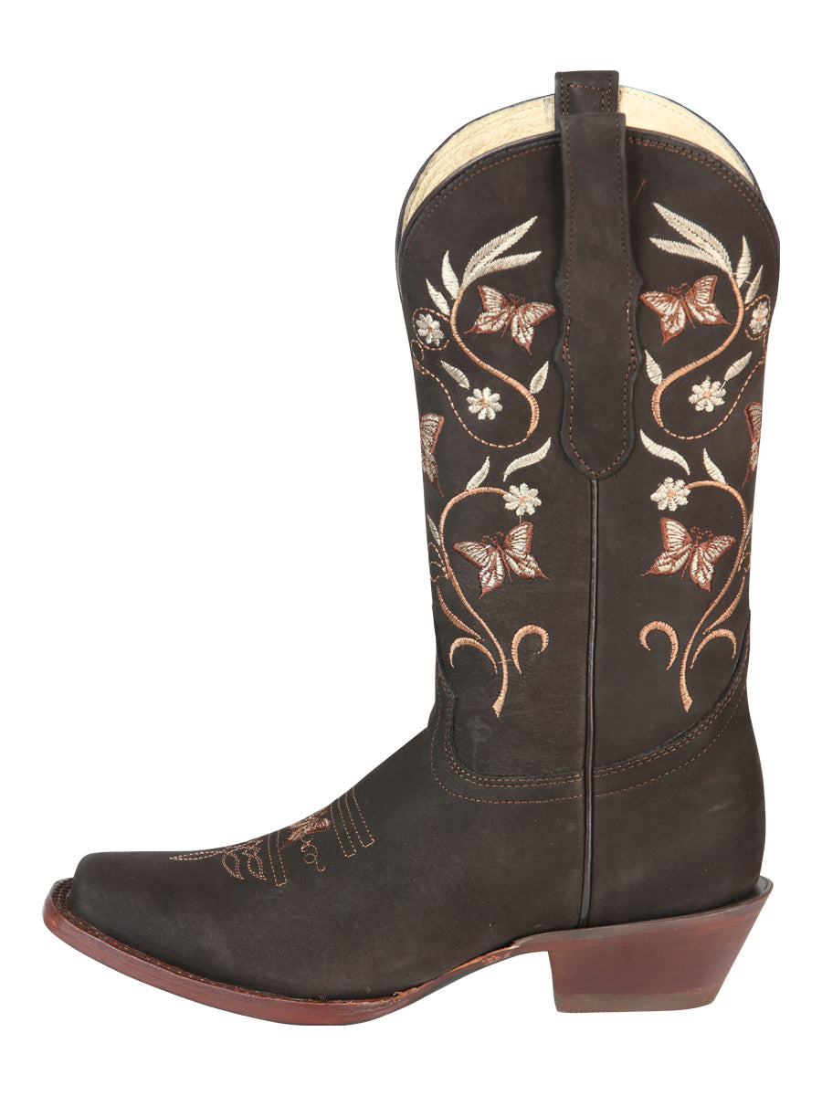 El General Women’s Rodeo Boots - Nubuck Leather - Brown 51227