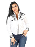 Womens White Embroidered Western-style Blouse 126669