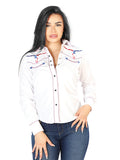 Womens White Embroidered Western-style Blouse 126681