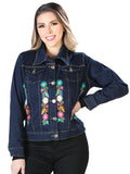 Artisanal Embroidered Jacket 50% Cotton, 50% Polyester Blue  603829