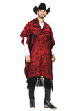 Artisanal Mexican Poncho 92% Acylic, 8% Polyester Black/Red  603836