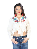 Artisanal Embroidered Blouse 100% Cotton Beige 603906