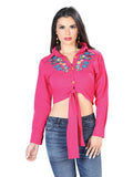 Artisanal Embroidered Blouse 100% Cotton Fuchsia 603908
