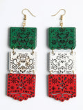 Artisanal Handmade Earrings Wood Tricolor 603945