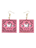 Artisanal Handmade Earrings Wood Pink 603946