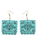 Artisanal Handmade Earrings Wood Emerald 603948