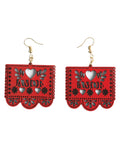 Artisanal Handmade Earrings Wood Red 603949