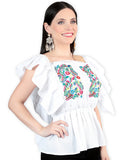 Artisanal Embroidered Blouse 100% Cotton White 603968