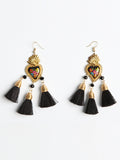 Artisanal Hand Painted Earrings Black 603974