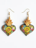 Artisanal Hand Painted Earrings Black 603976