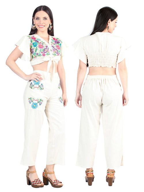 Artisanal Embroidered Set 100% Cotton Beige 603997